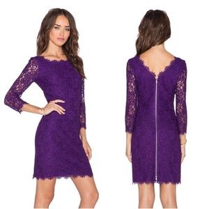 DVF Zarita Lace Sheath Dress Purple